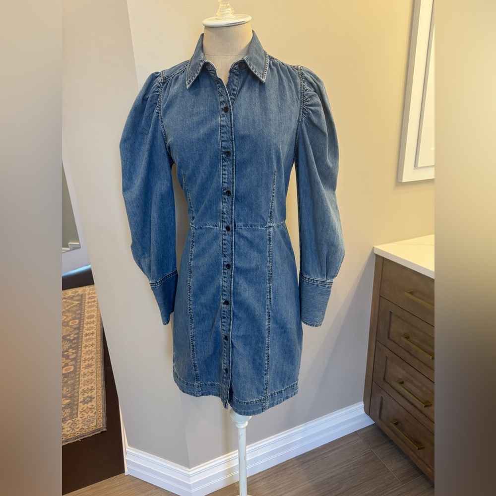 Frame Denim Blue Long Sleeve Dress